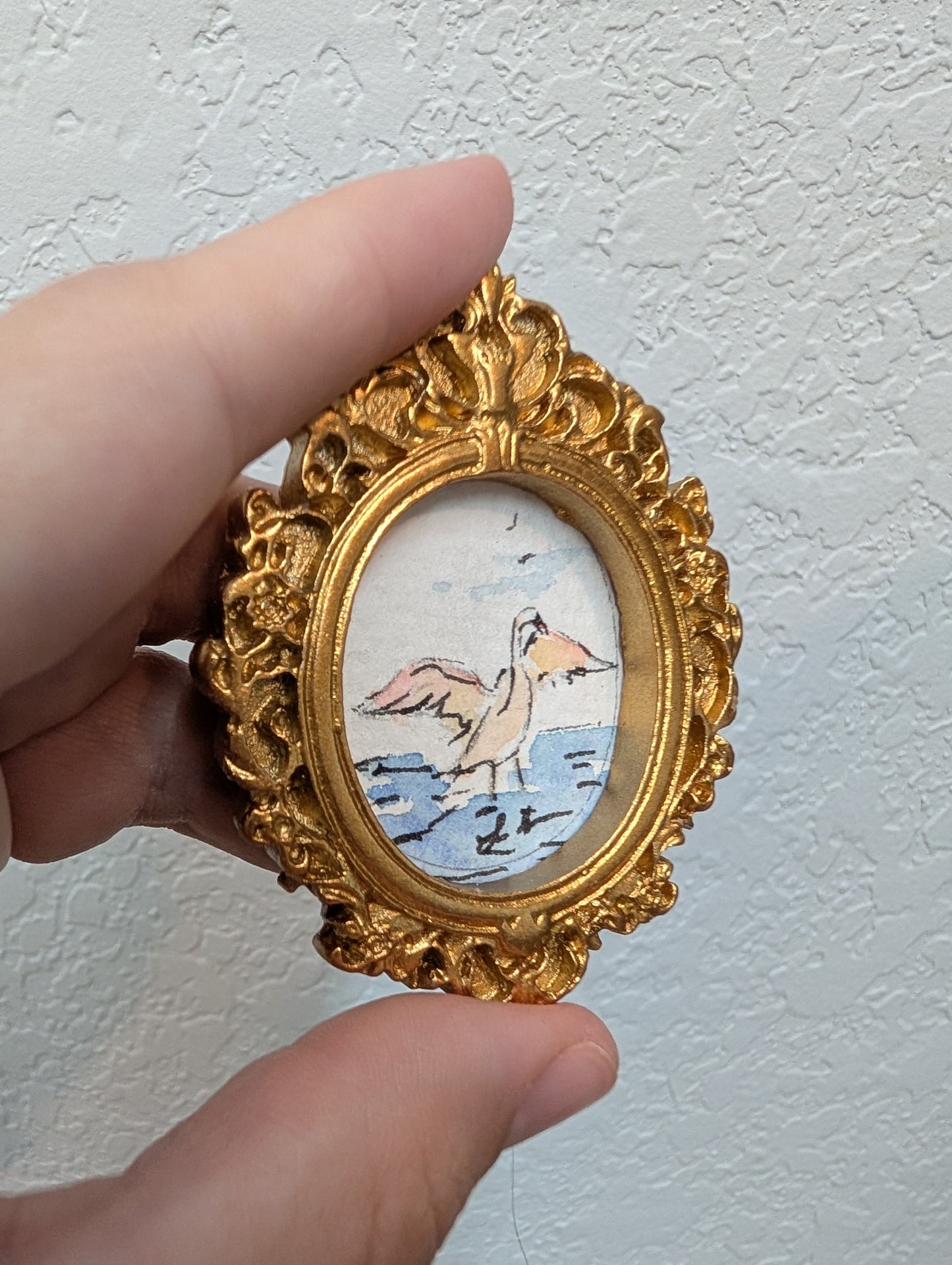 Mini Swan Painting - Tiny Original Watercolor Art by Lora Cavallin