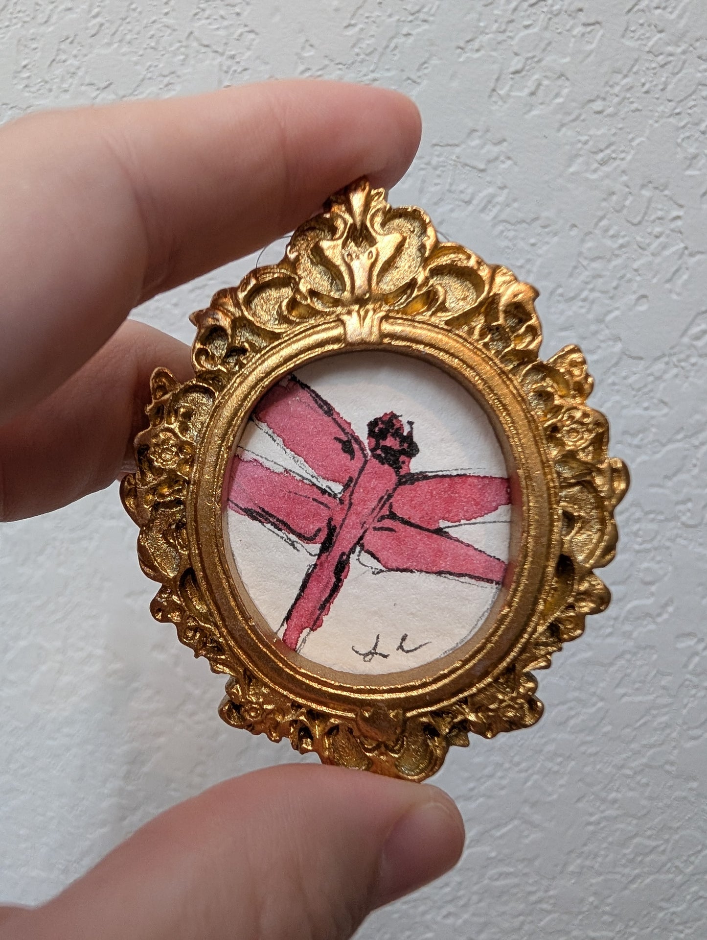 Mini Dragonfly Painting - Original Watercolor Art by Lora Cavallin