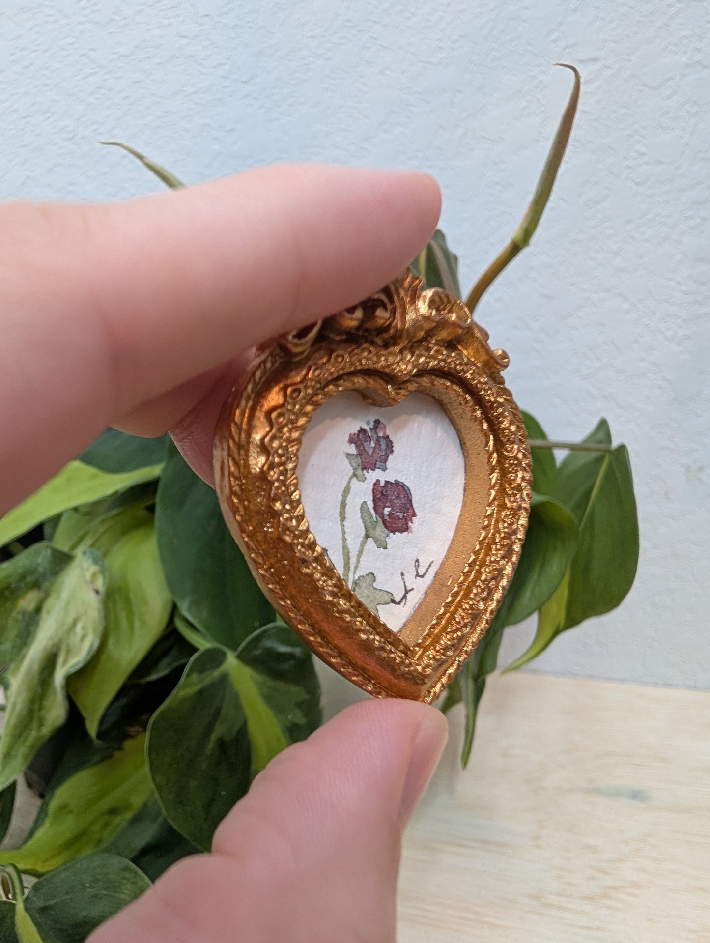 Mini Flower Painting - Original Watercolor Art by Lora Cavallin