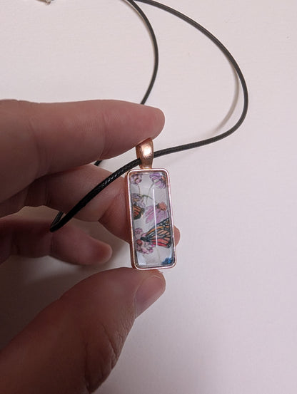 Butterflies and Flowers Pendant Necklace - Lora Cavallin Art