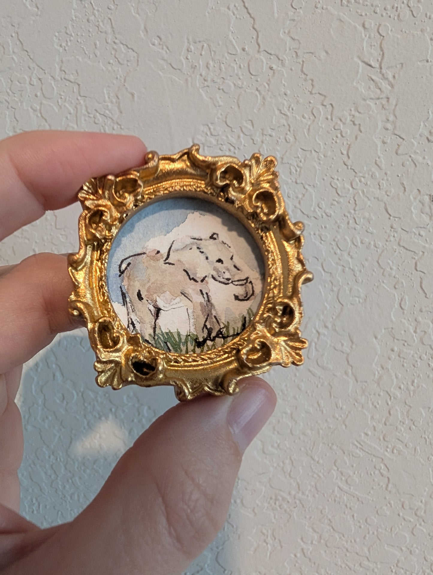 Mini Elephant Painting - Original Watercolor Art by Lora Cavallin