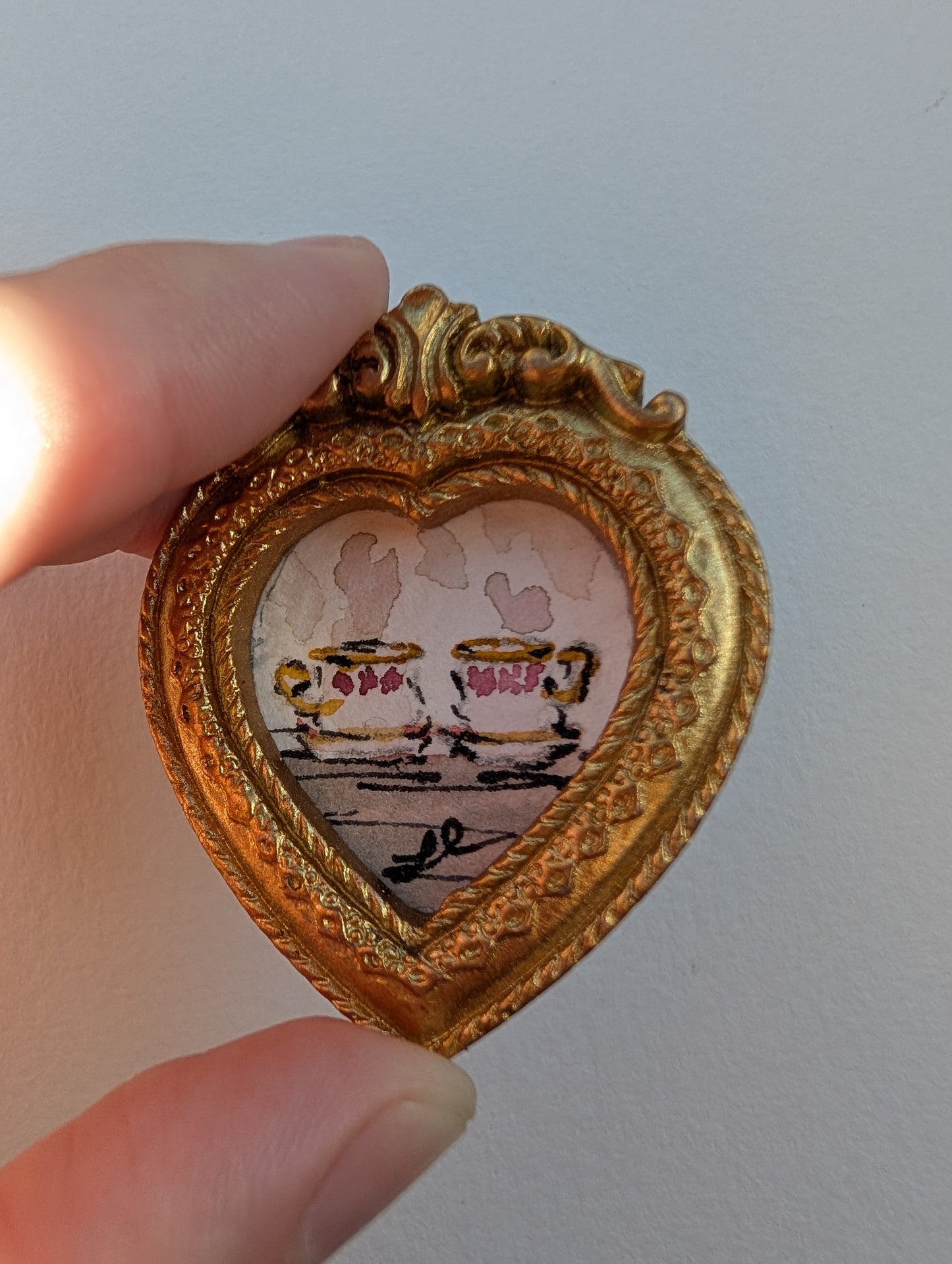 Mini Teacup Painting - Original Watercolor Art by Lora Cavallin