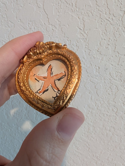 Mini Starfish Painting - Original Watercolor Art by Lora Cavallin