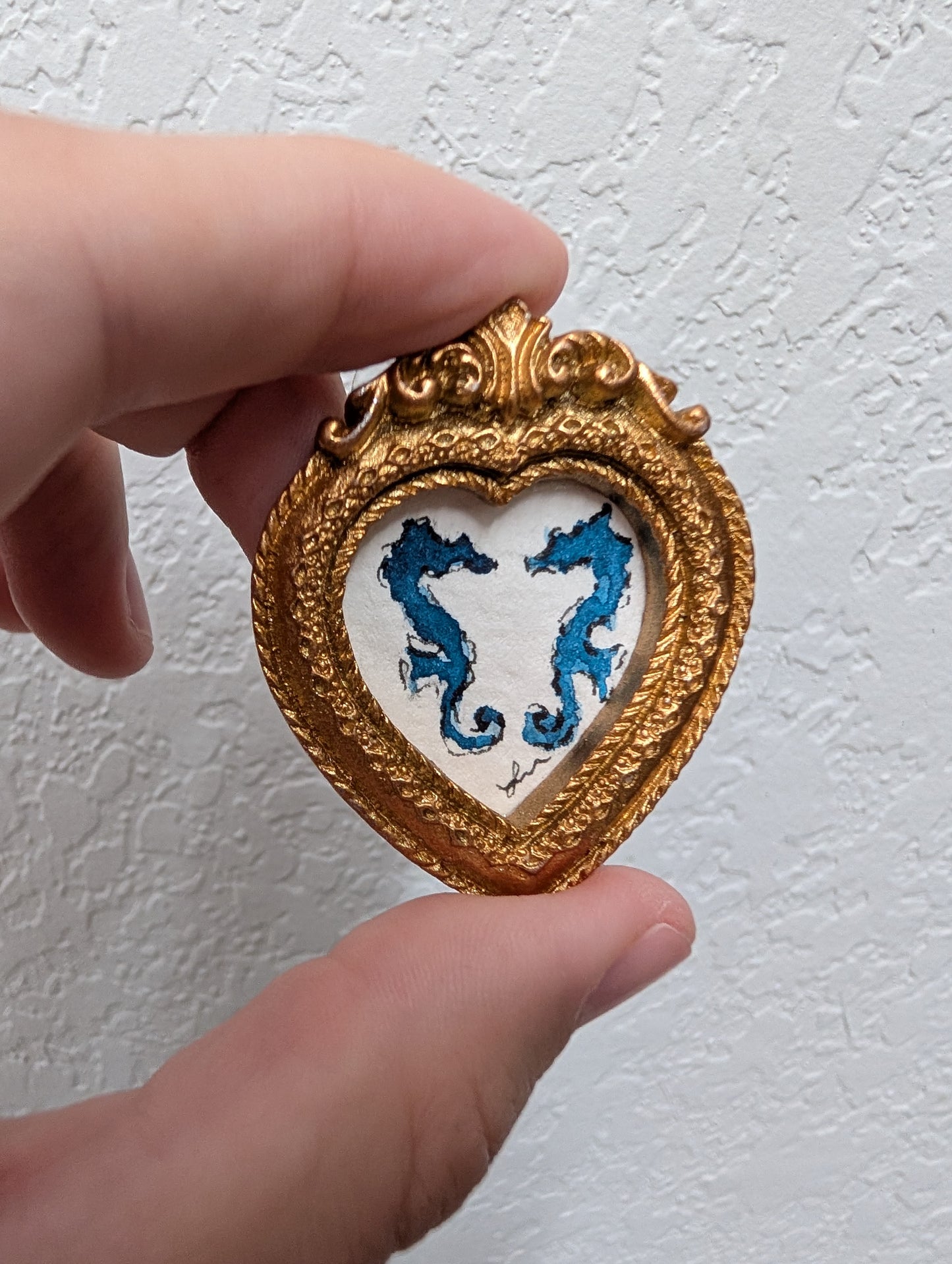 Mini Seahorse Painting - Original Watercolor Art by Lora Cavallin