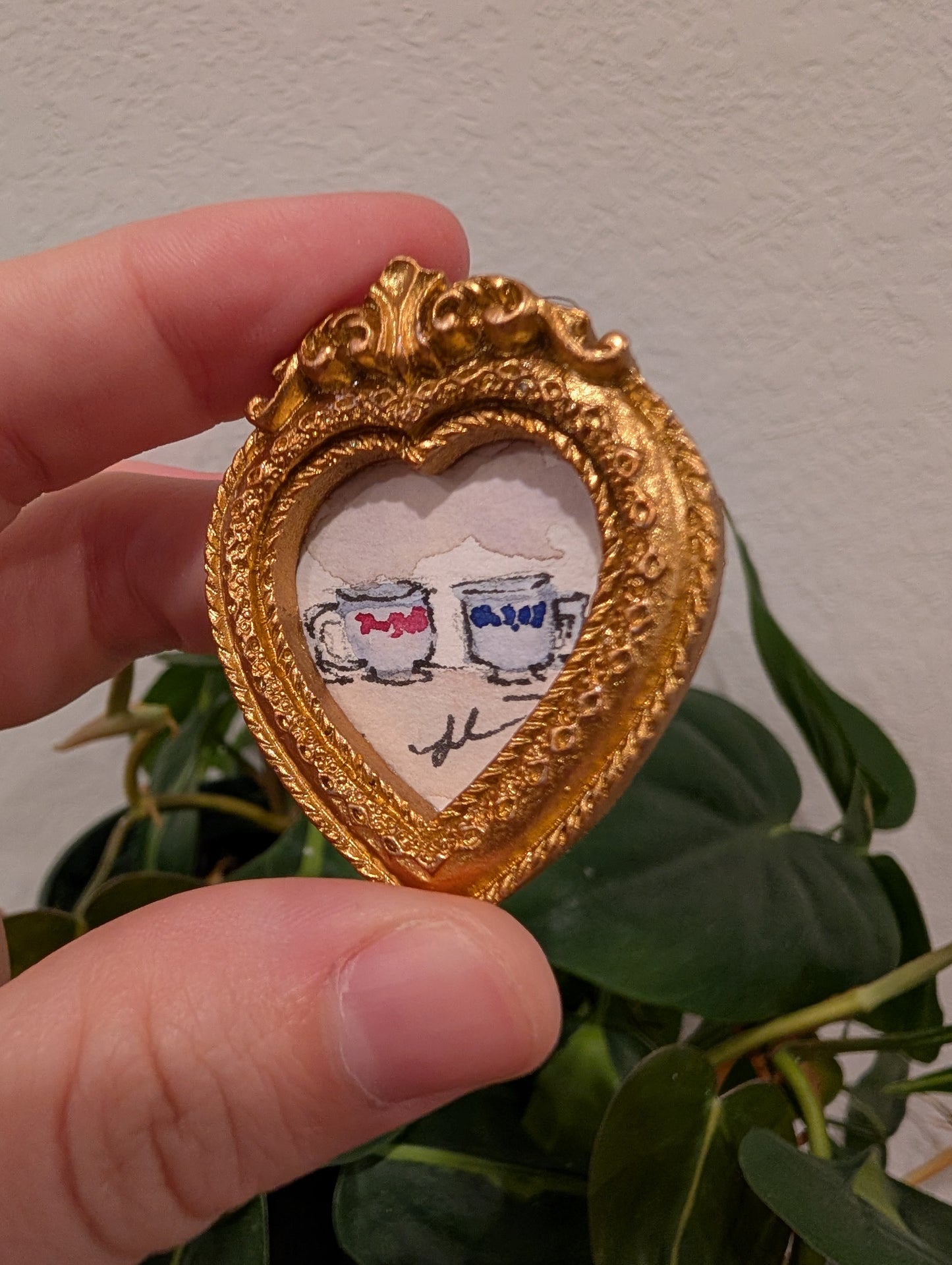 Mini Teacup Painting - Original Watercolor Art by Lora Cavallin