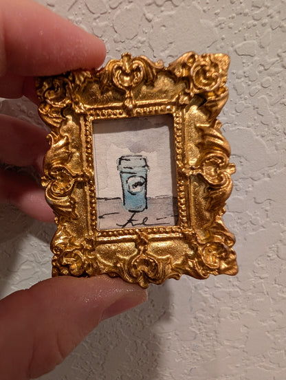 Mini Coffee Painting - Original Watercolor Art by Lora Cavallin