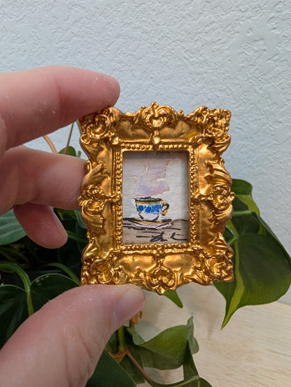 Mini Teacup Painting - Original Watercolor Art by Lora Cavallin