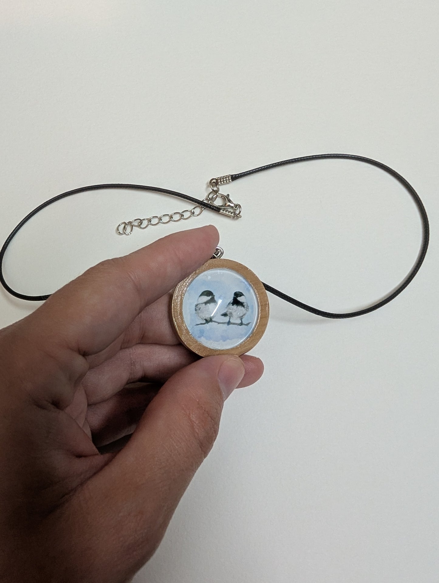 Chickadee Birds Pendant Necklace - Lora Cavallin Art