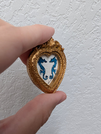 Mini Seahorse Painting - Original Watercolor Art by Lora Cavallin