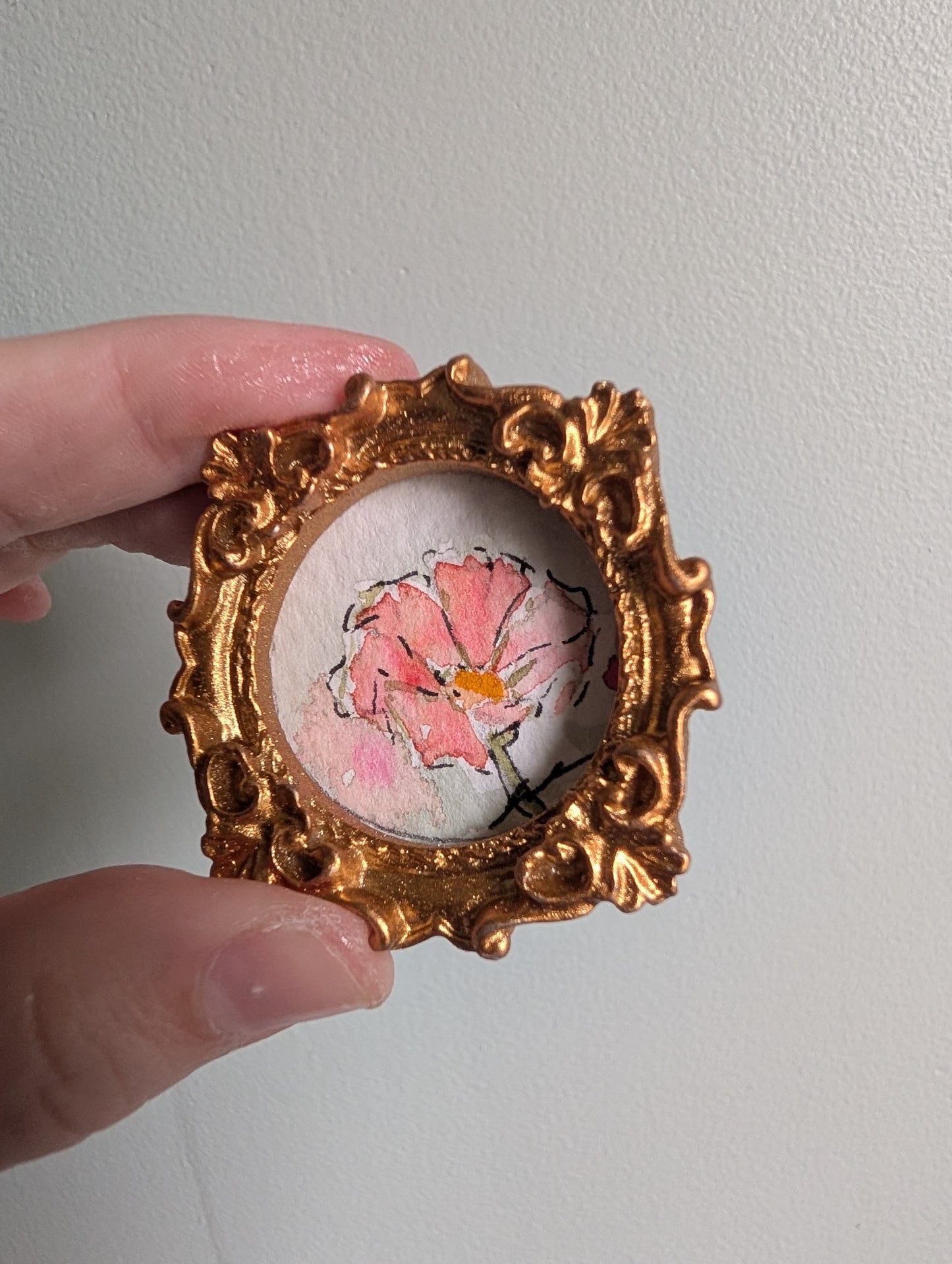 Mini Flower Painting - Original Watercolor Art by Lora Cavallin