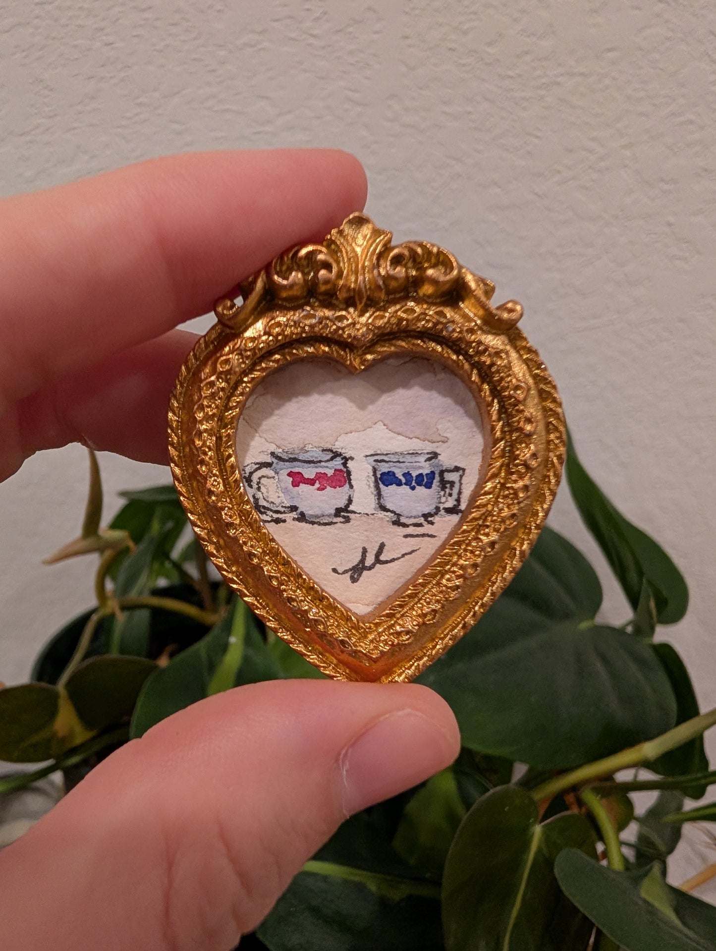 Mini Teacup Painting - Original Watercolor Art by Lora Cavallin