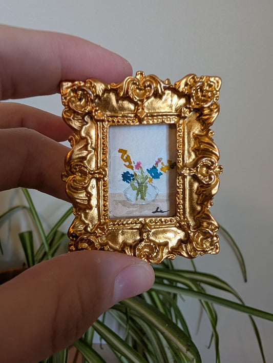 Mini Vase of Flowers Painting - Original Watercolor Art by Lora Cavallin