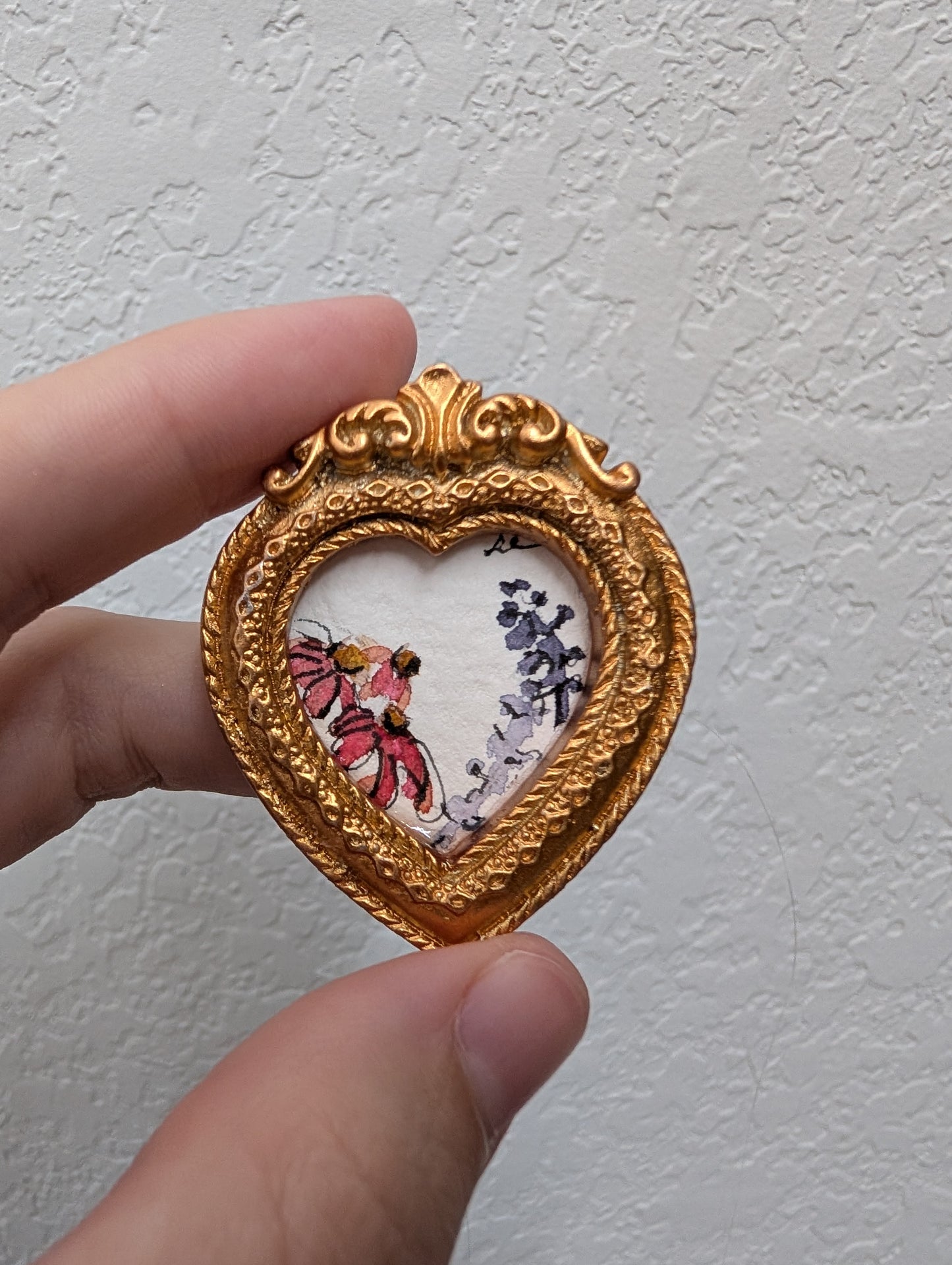 Mini Floral Painting - Original Watercolor Art by Lora Cavallin