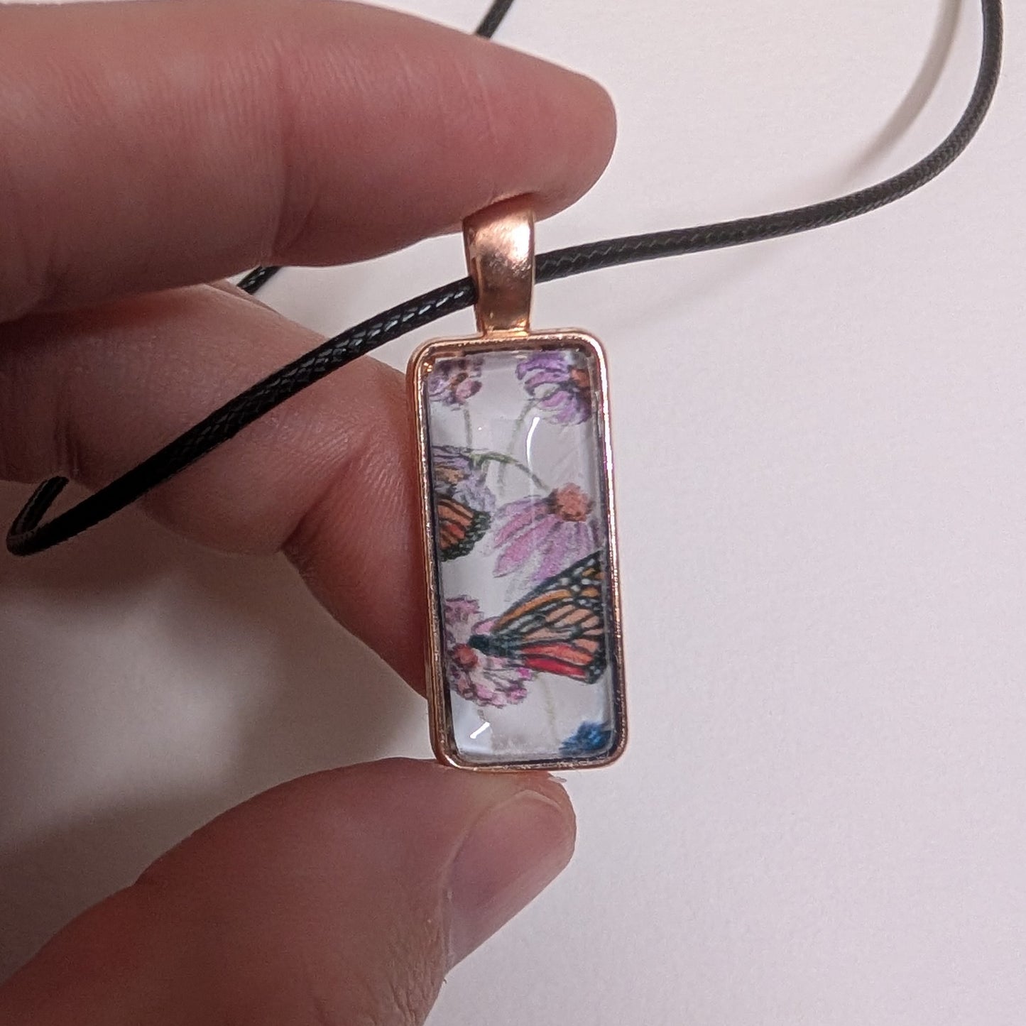 Butterflies and Flowers Pendant Necklace - Lora Cavallin Art