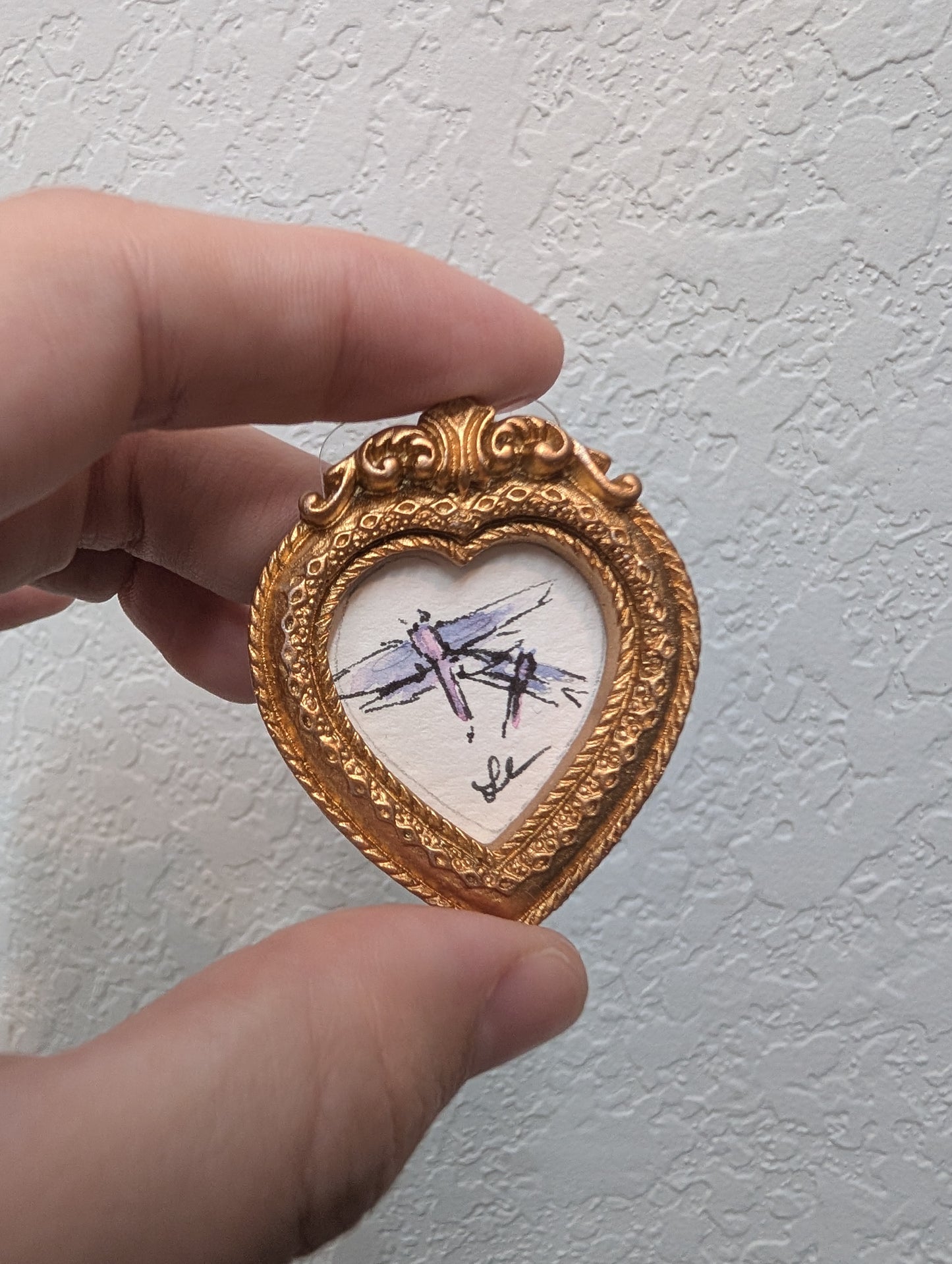 Mini Dragonfly Painting - Original Watercolor Art by Lora Cavallin