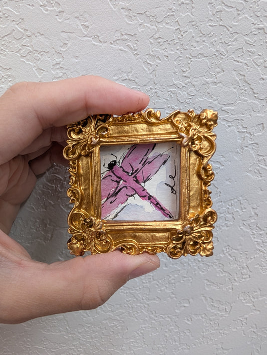 Mini Dragonfly Painting - Original Watercolor Art by Lora Cavallin