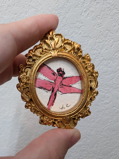 Mini Dragonfly Painting - Original Watercolor Art by Lora Cavallin