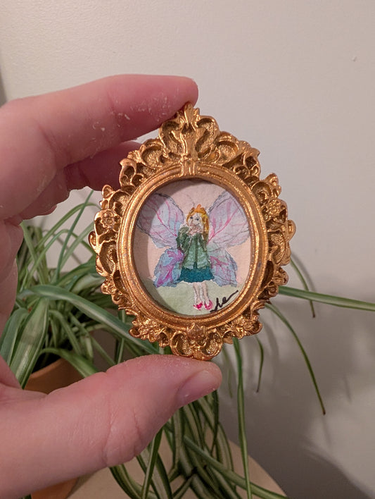 Mini Fairy Painting - Original Watercolor Art by Lora Cavallin