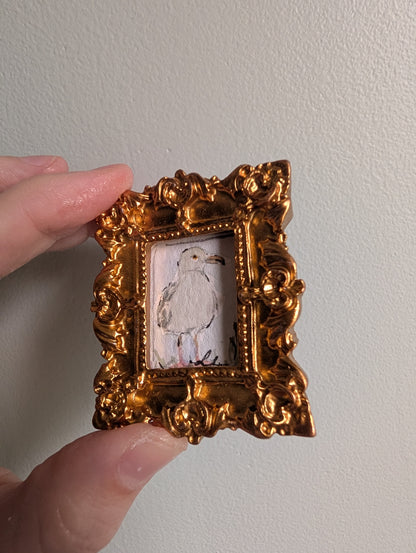 Mini Seagull Painting - Original Watercolor Art by Lora Cavallin
