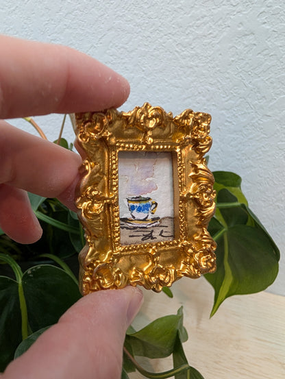 Mini Teacup Painting - Original Watercolor Art by Lora Cavallin