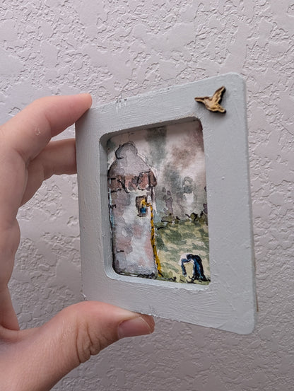 Mini Rapunzel Painting - Original Watercolor Art by Lora Cavallin