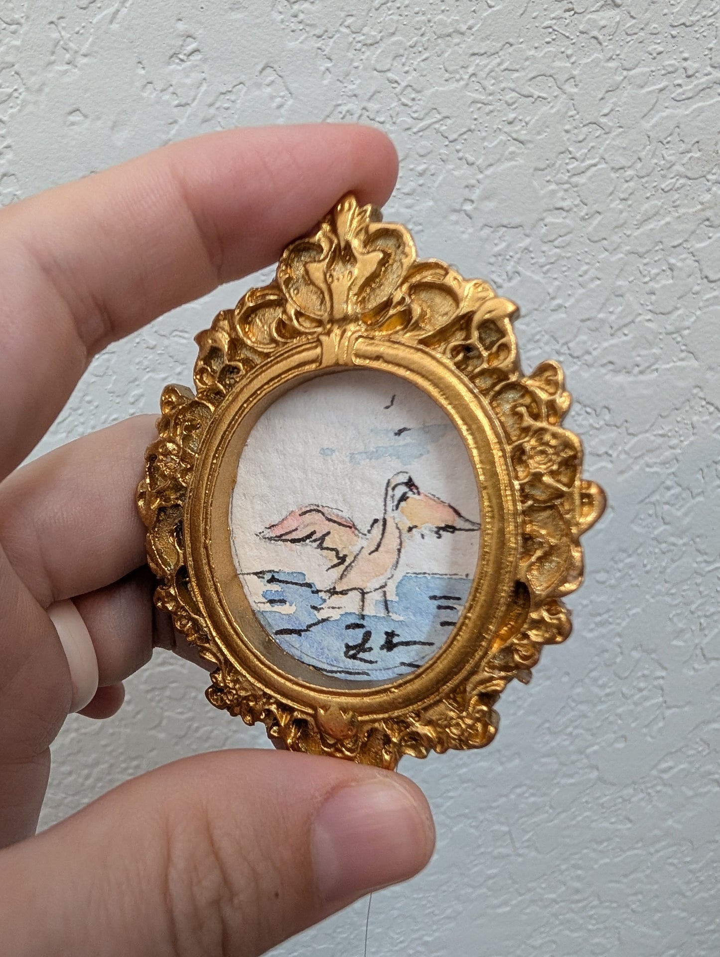 Mini Swan Painting - Tiny Original Watercolor Art by Lora Cavallin