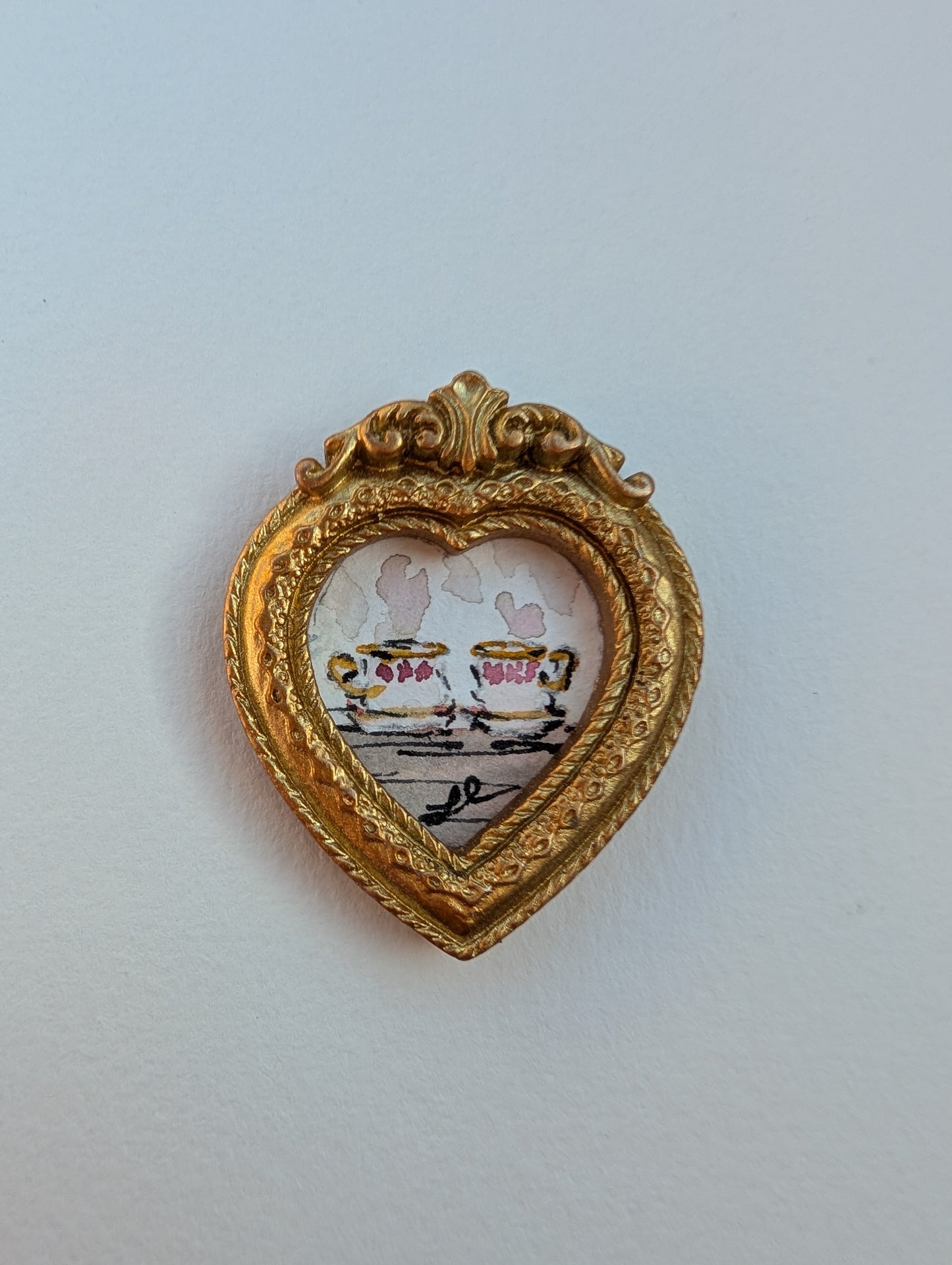 Mini Teacup Painting - Original Watercolor Art by Lora Cavallin