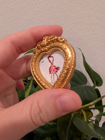 Mini Flamingos in Love Painting - Original Watercolor Art by Lora Cavallin