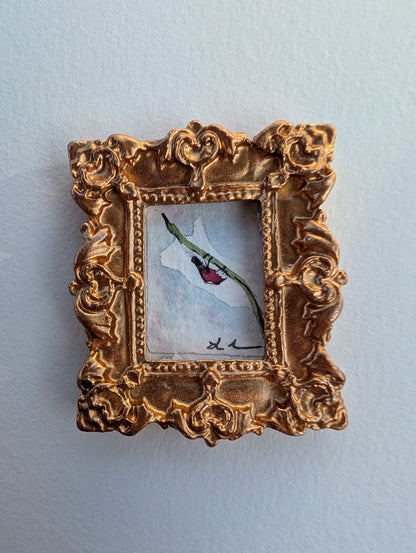 Mini Ladybug Painting - Original Watercolor Art by Lora Cavallin