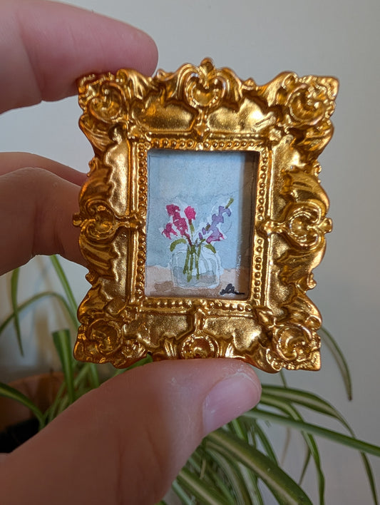 Mini Vase of Flowers Painting - Original Watercolor Art by Lora Cavallin