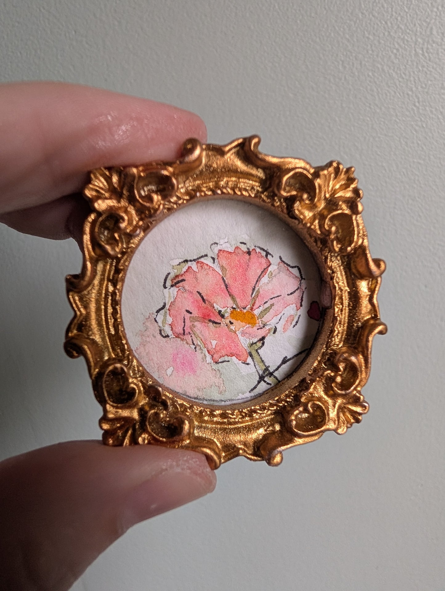 Mini Flower Painting - Original Watercolor Art by Lora Cavallin