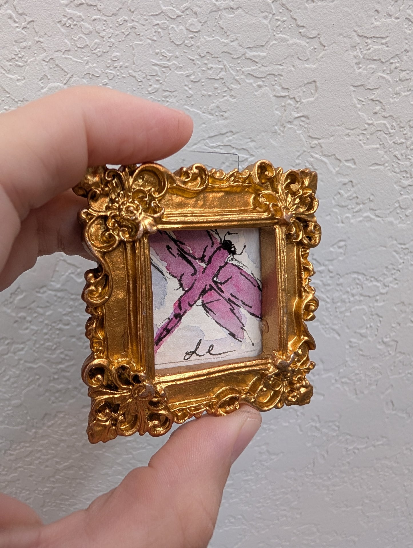 Mini Dragonfly Painting - Original Watercolor Art by Lora Cavallin