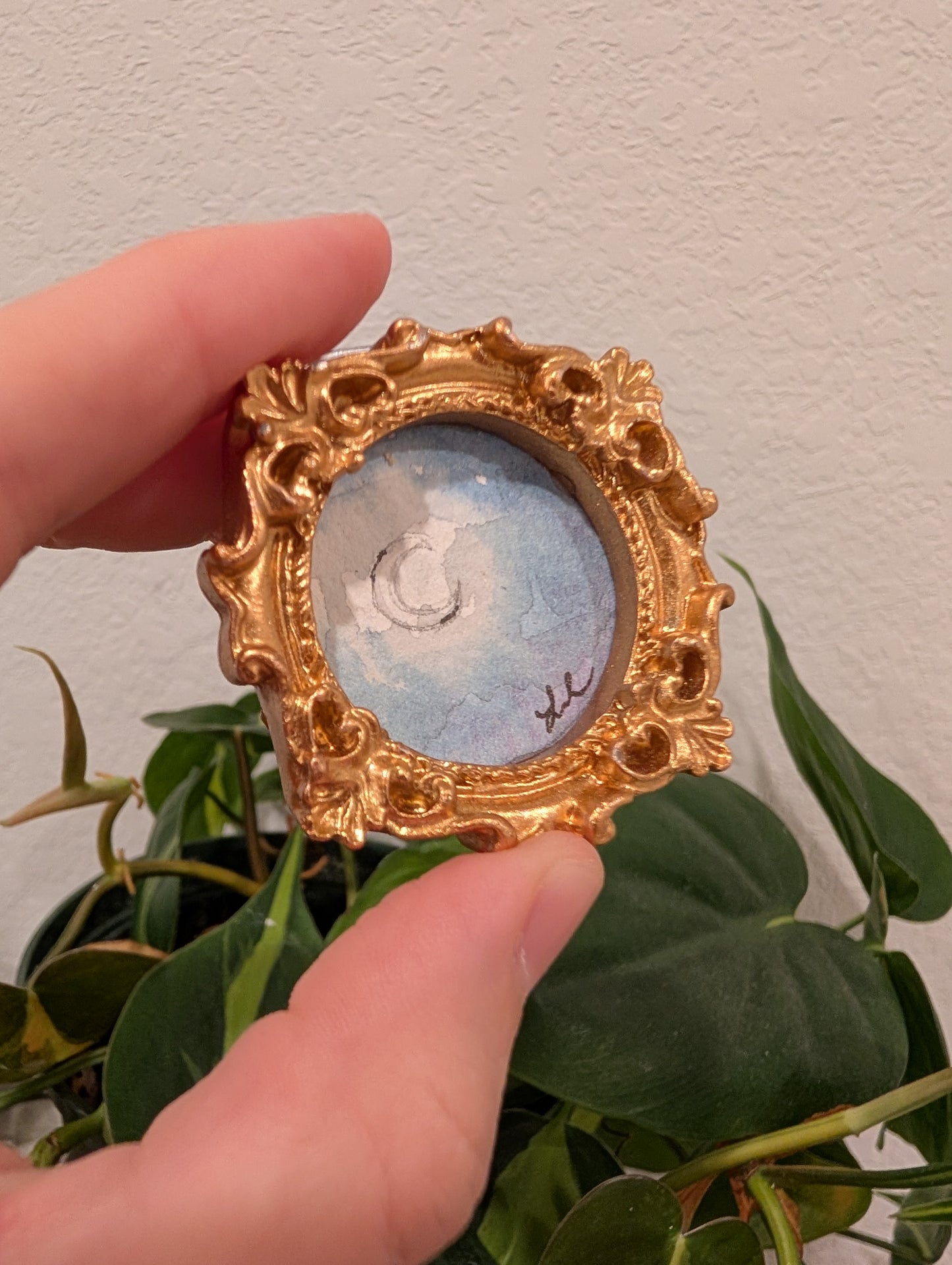 Mini Moon Painting - Original Watercolor Art by Lora Cavallin