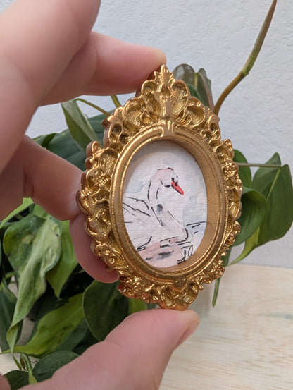 Mini Swan Painting - Original Watercolor Art by Lora Cavallin