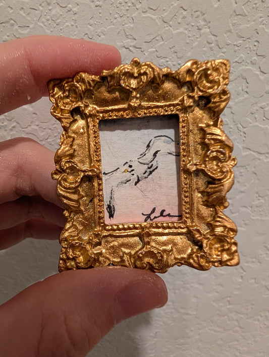 Mini Seagull Painting - Original Watercolor Art by Lora Cavallin