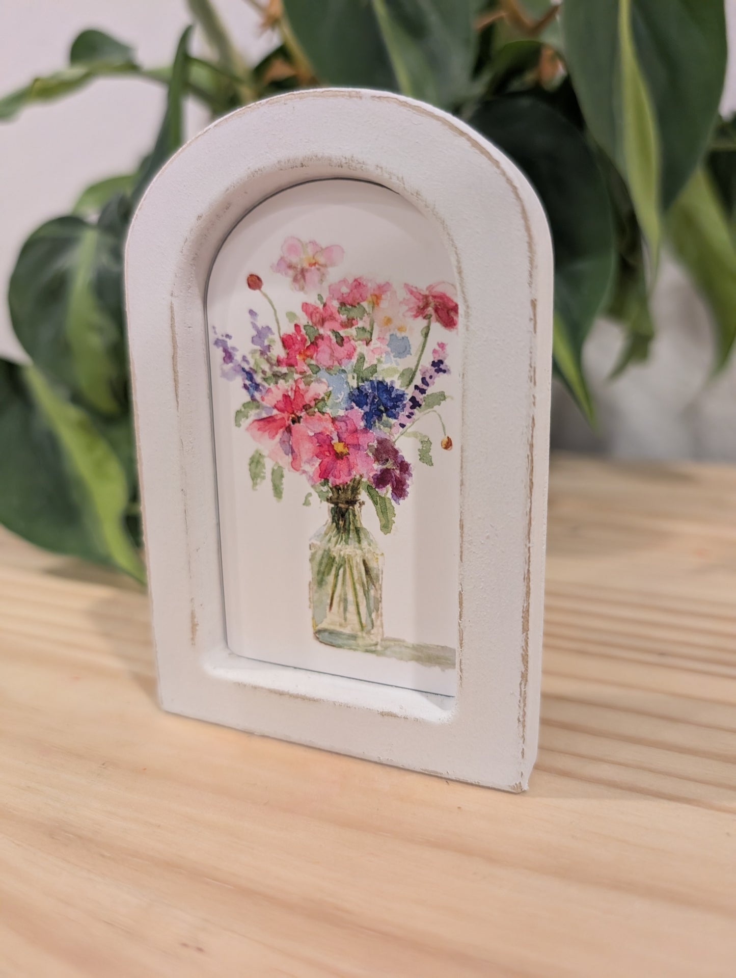 Mini Floral Print - Wood Arch Frame - Lora Cavallin Art