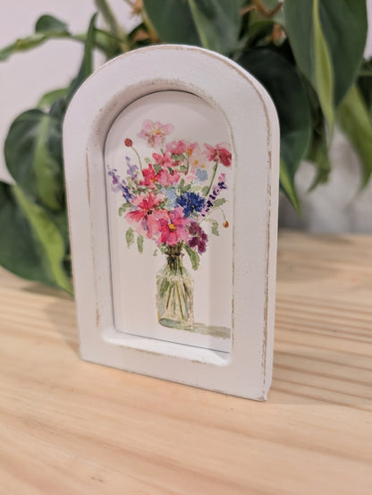 Mini Floral Print - Wood Arch Frame - Lora Cavallin Art