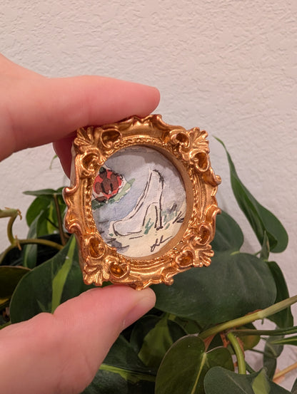 Mini Cinderella Shoe Painting - Original Watercolor Art by Lora Cavallin