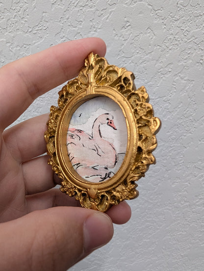 Mini Swan Painting - Original Watercolor Art by Lora Cavallin
