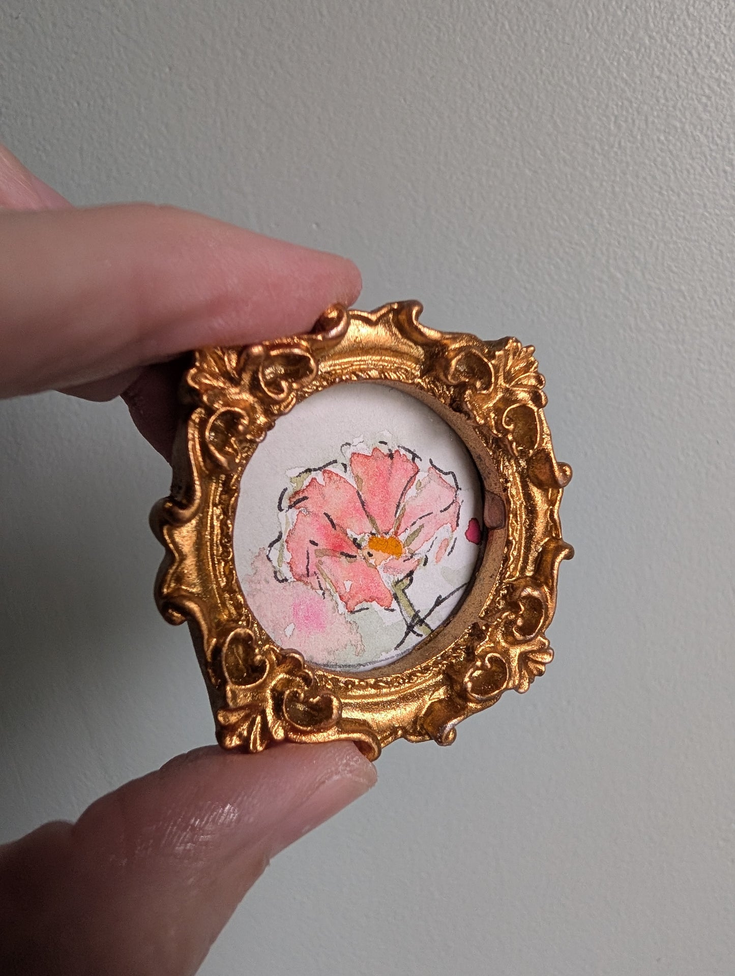 Mini Flower Painting - Original Watercolor Art by Lora Cavallin