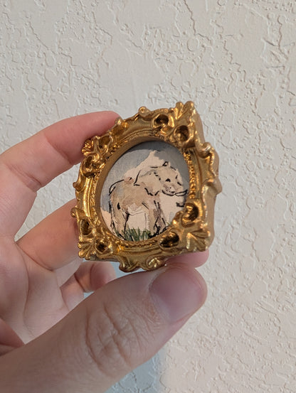 Mini Elephant Painting - Original Watercolor Art by Lora Cavallin