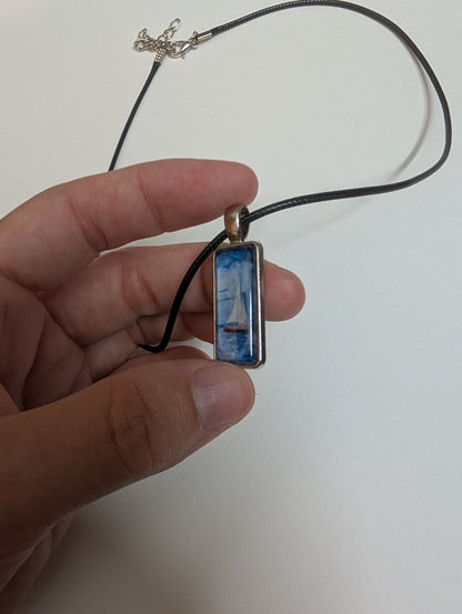 Sailboat at Night Pendant Necklace - Lora Cavallin Art