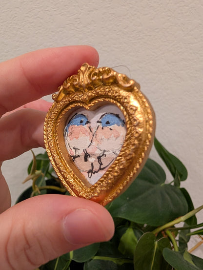 Mini Bluebirds Painting - Original Watercolor Art by Lora Cavallin