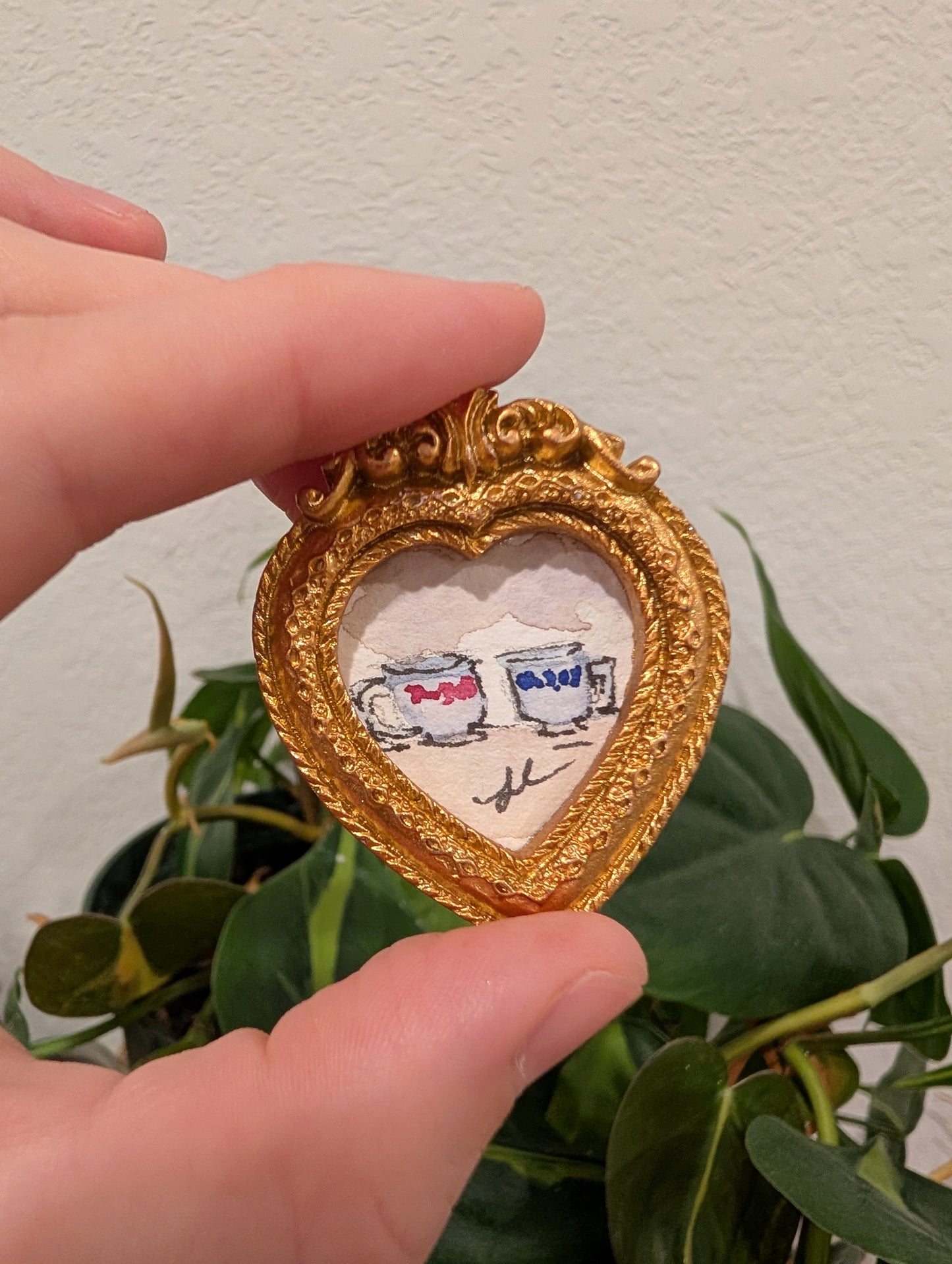 Mini Teacup Painting - Original Watercolor Art by Lora Cavallin