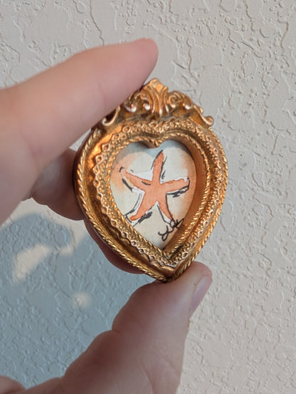 Mini Starfish Painting - Original Watercolor Art by Lora Cavallin