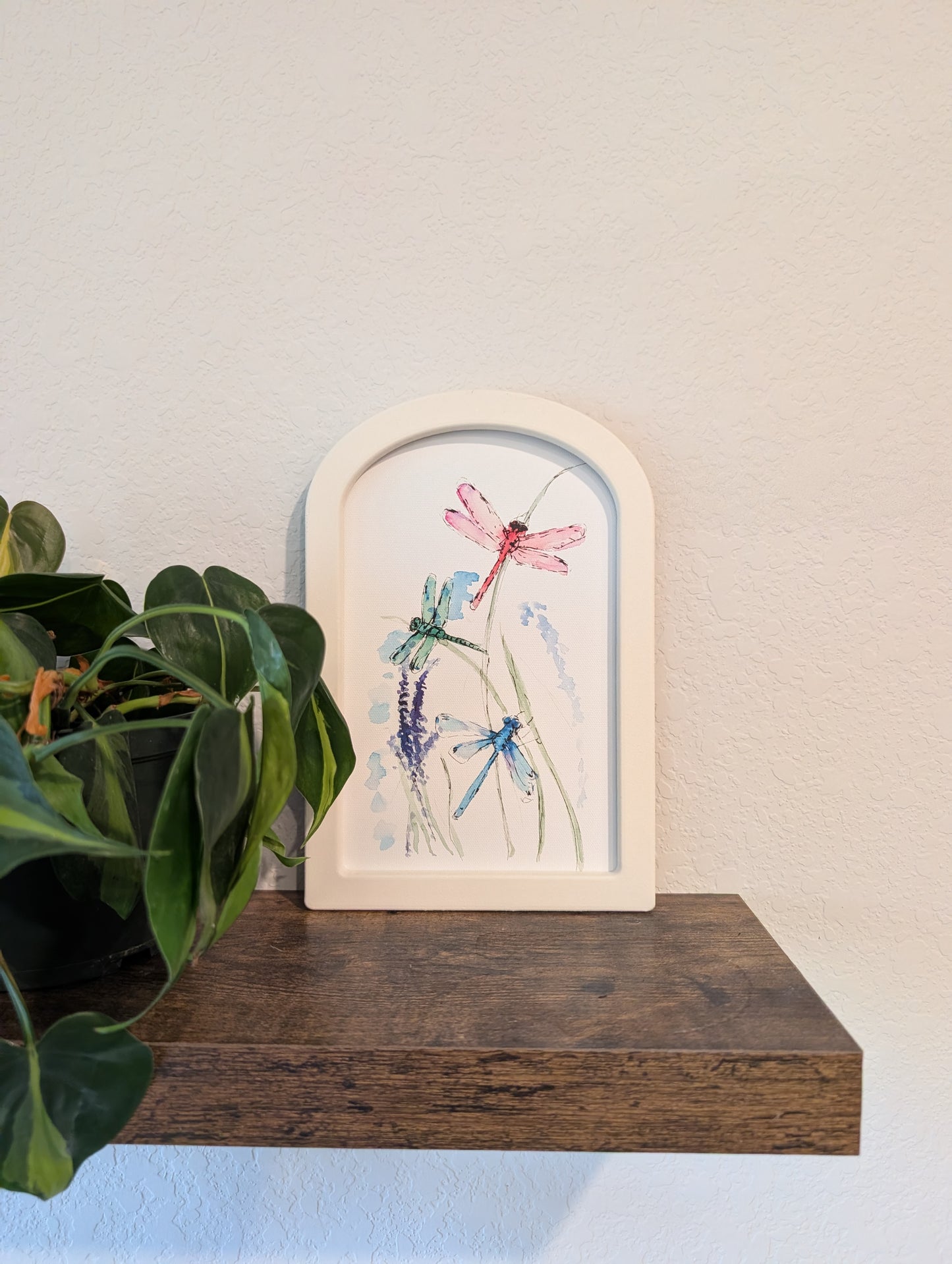 Colorful Dragonflies - Large Arched Framed Print