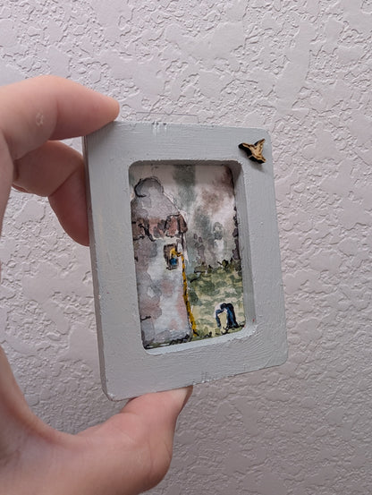 Mini Rapunzel Painting - Original Watercolor Art by Lora Cavallin