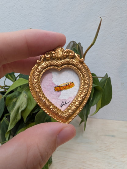 Mini Ring Painting - Original Watercolor Art by Lora Cavallin