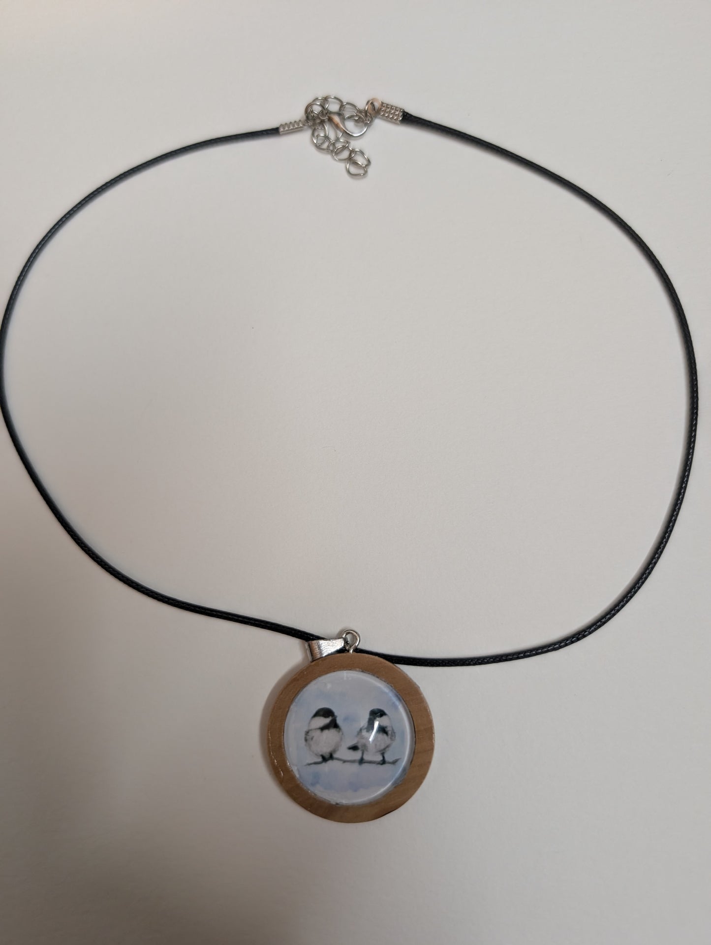 Chickadee Birds Pendant Necklace - Lora Cavallin Art
