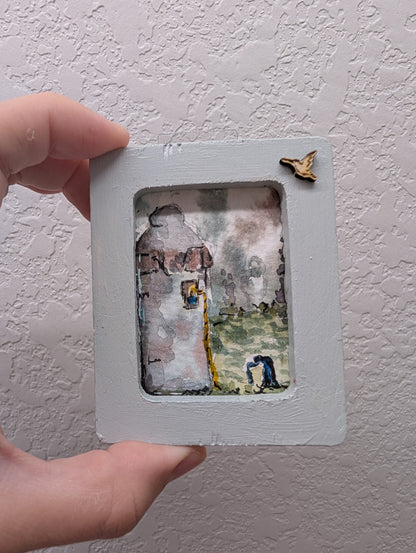 Mini Rapunzel Painting - Original Watercolor Art by Lora Cavallin